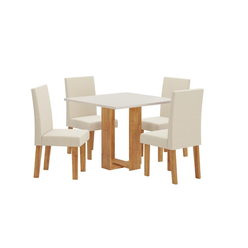 Miniatura Conjunto Sala de Jantar Chiara Quadrada com 4 Cadeiras Vênus Mel/Blonde/Bege