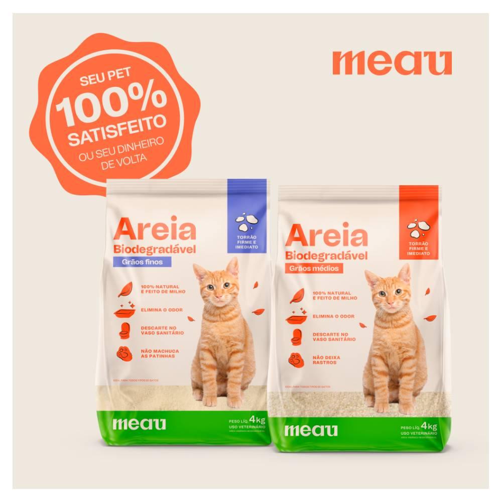 Areia Higiênica Meau Biodegradável Grãos Finos para Gatos - 12 Kg