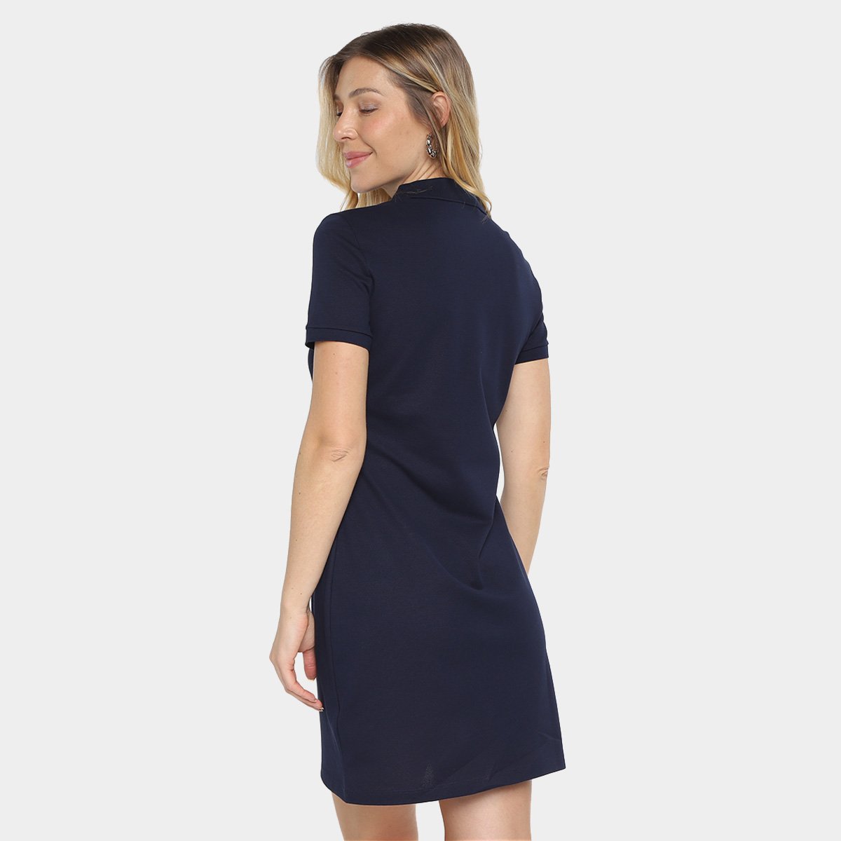 Miniatura Vestido Curto Lacoste Gola Polo Feminino Marinho - 38