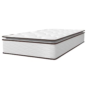 Miniatura Cama Box de Solteiro Umaflex New Itália com Molas Ensacadas e Pillow Top D26 - 63x88x188cm - Branco/Marrom