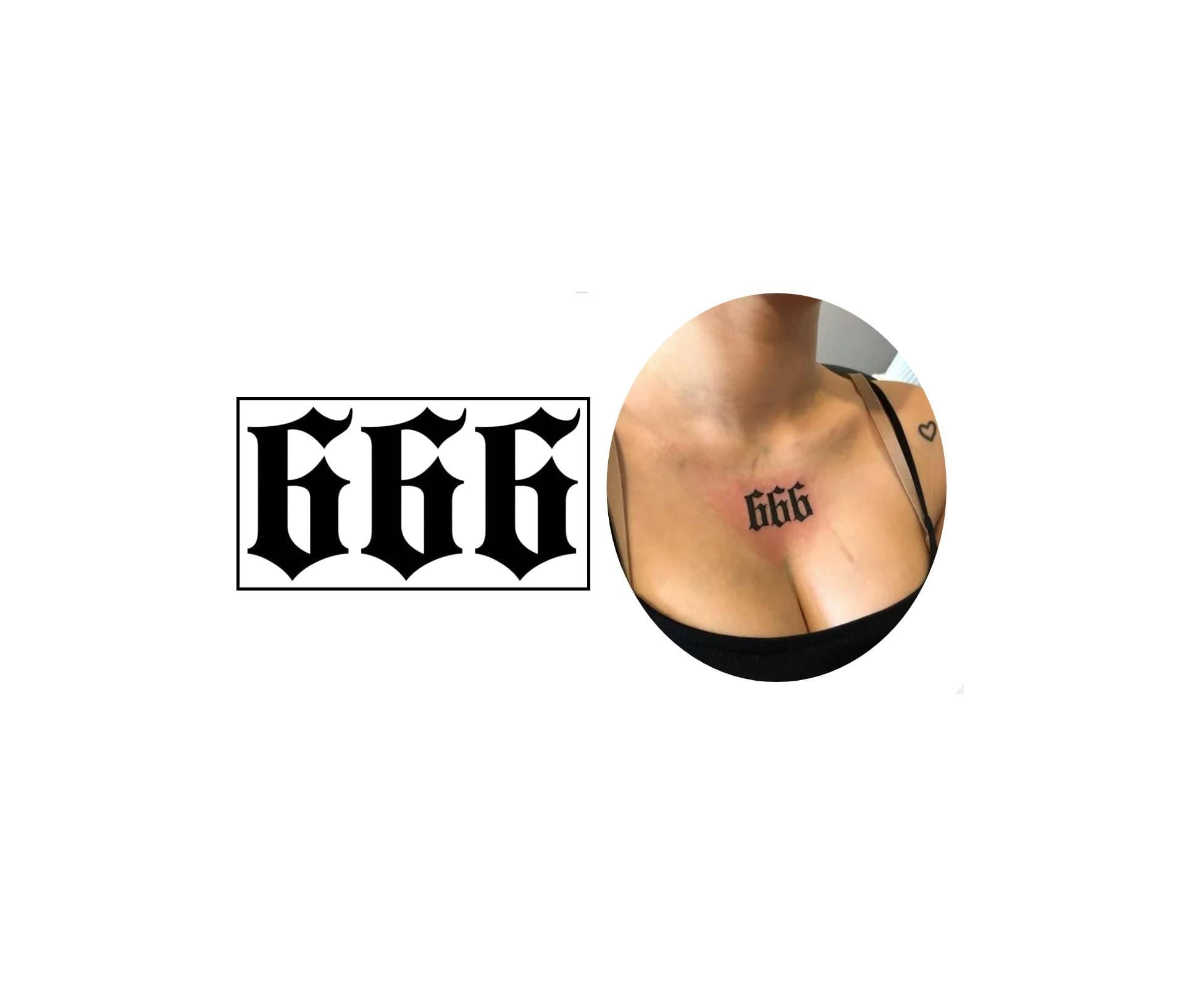 Miniatura Tatuagem 666 Estilo Gótico Satanismo Cosplay Estilo