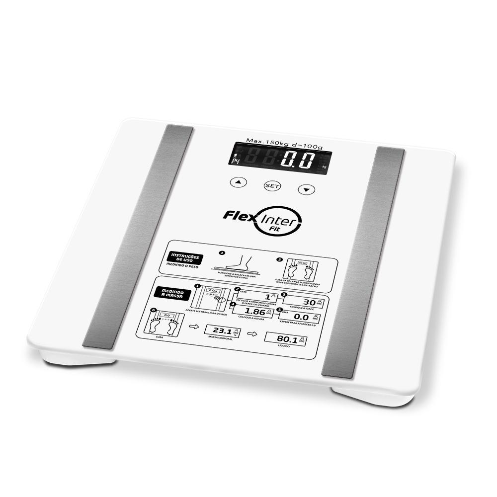Miniatura Balanca Digital Corporal Bioimpedancia Simple Branca Flexinter