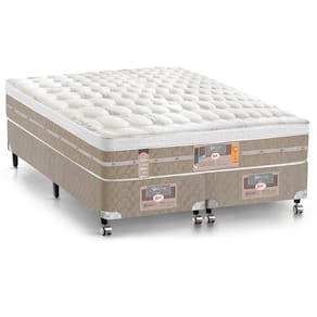 Miniatura Cama Box Super King Castor Silver Star Air com Molas Ensacadas 71x193x203cm – Branco/Bege