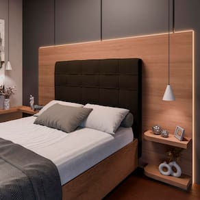 Miniatura Cabeceira para Cama Casal Dobue Hannover Chocolate