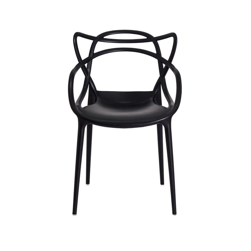 Miniatura Kit 4 Cadeiras Para Sala De Jantar Allegra Empilháveis Pretas Preto