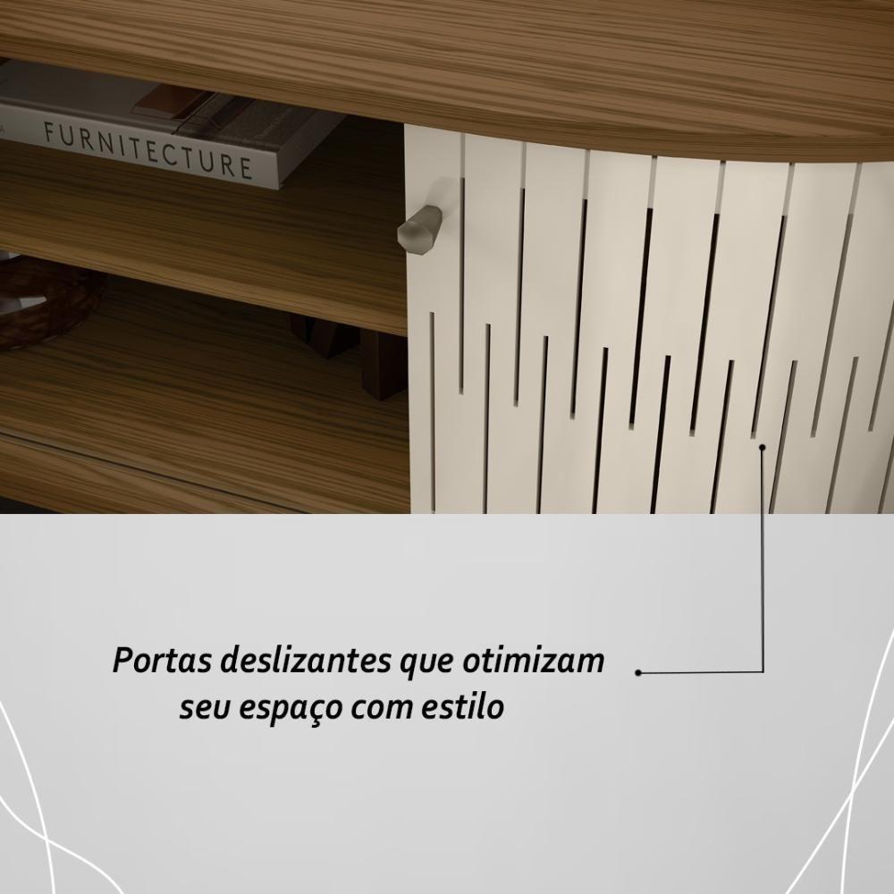 Miniatura Rack Bancada 2 Portas Para Tv De 55 Polegadas Atlanta Naturale Off White