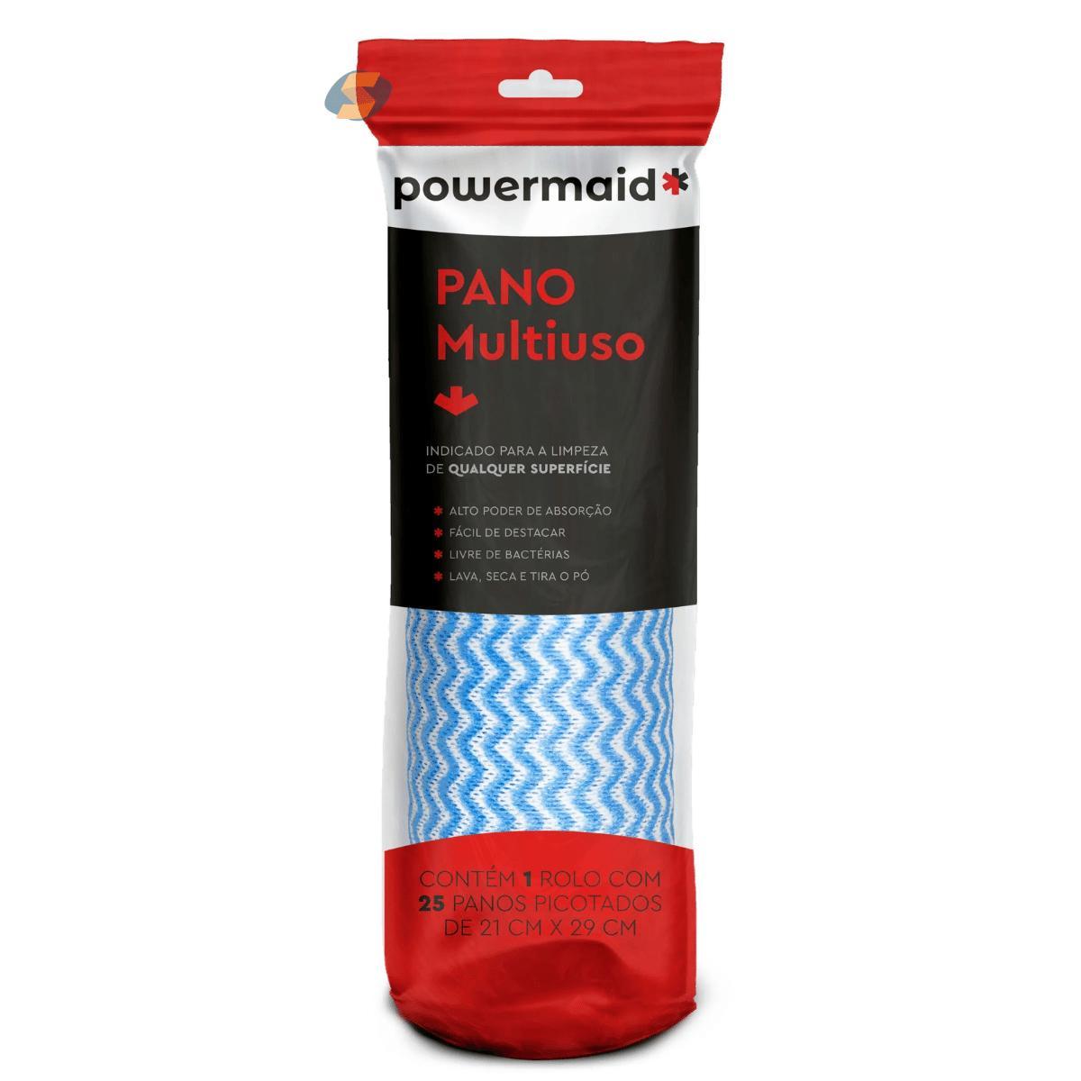 Miniatura Rolo 25 Panos Multiuso Tipo Perfex Limpeza Azul Powermaid