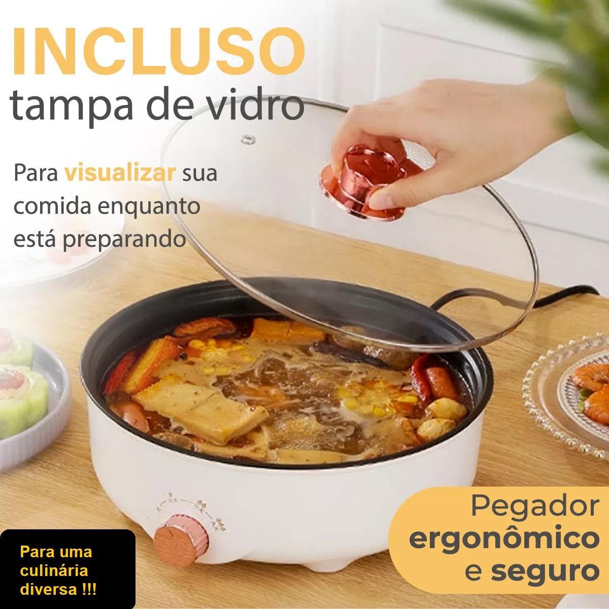 Panela Elétrica Portátil Grill Antiaderente Grande 26Cm 600W