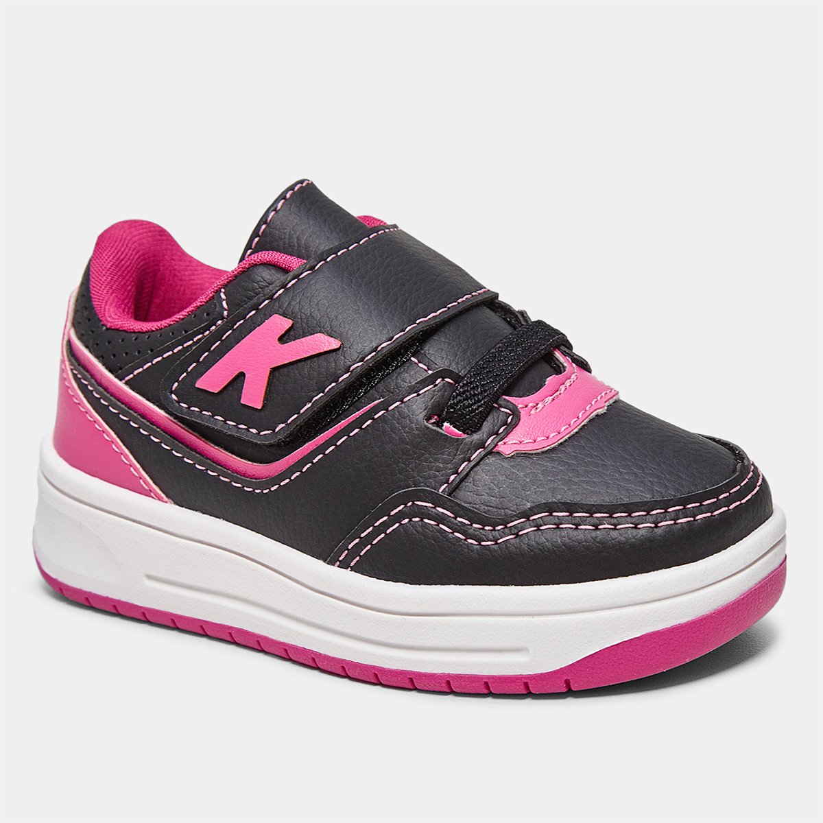 Miniatura Tênis Infantil Kurz Logo Flash Menina Preto+Pink - 20