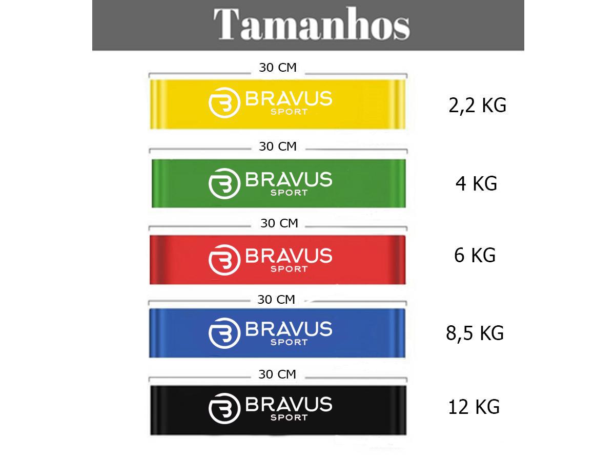 Miniatura Kit 5 Mini Bands Bravus Sport Diferentes Resistências