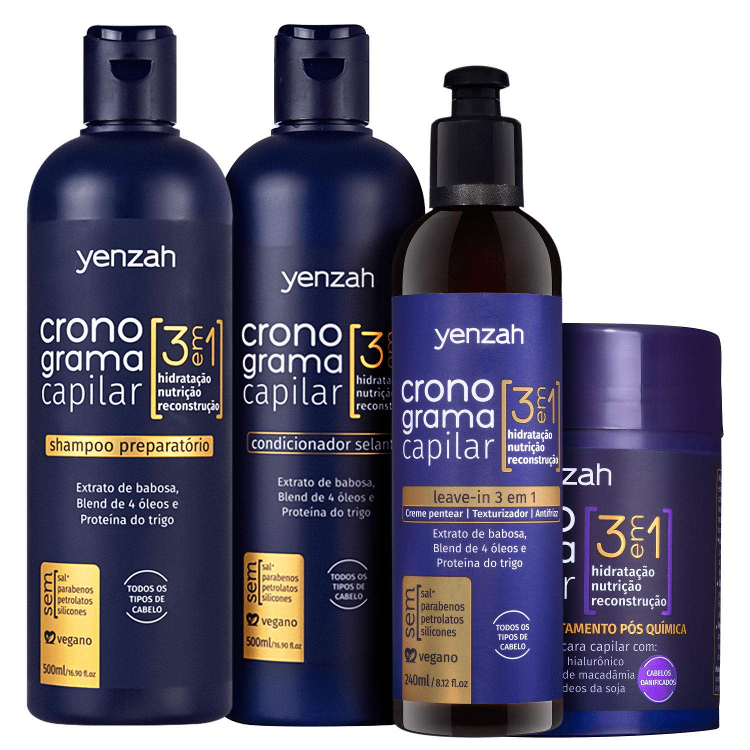 Miniatura Kit Yenzah Cronograma Capilar Pós-Química (4 Produtos)