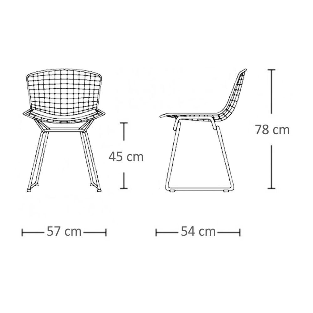 Miniatura Kit 4 Cadeiras Bertoia Preta Com Assento Marrom - Cor: Marrom