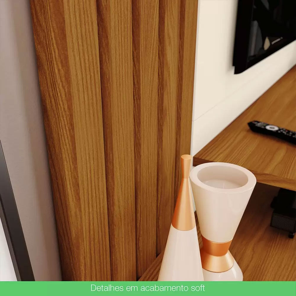 Miniatura Painel para TV ate 65 Polegadas Kiara Casa 812 Nature com Off White