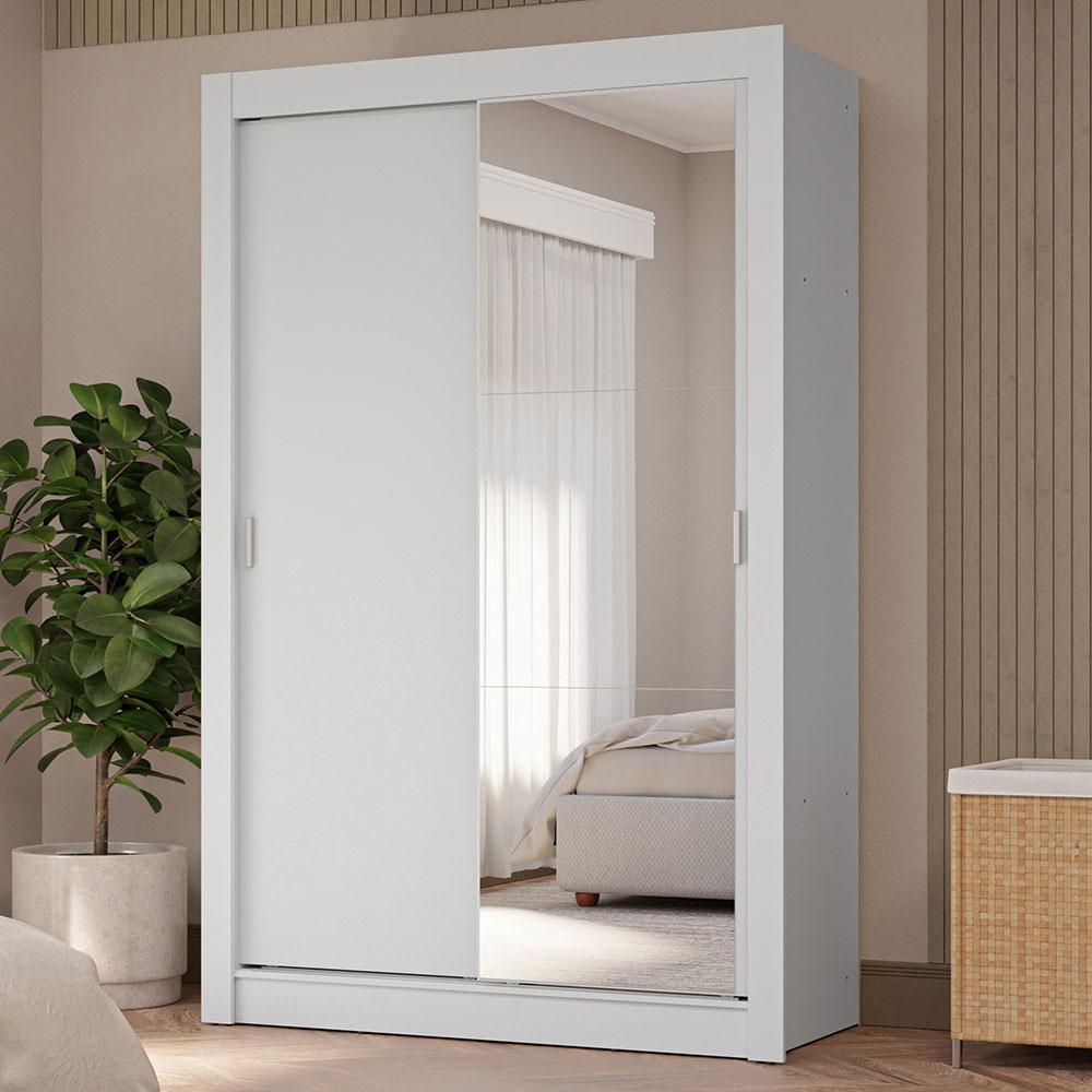 Miniatura Guarda-Roupa Solteiro 2 Portas de Correr com Espelho 4 Gavetas Branco Vivare Plus Madesa Branco