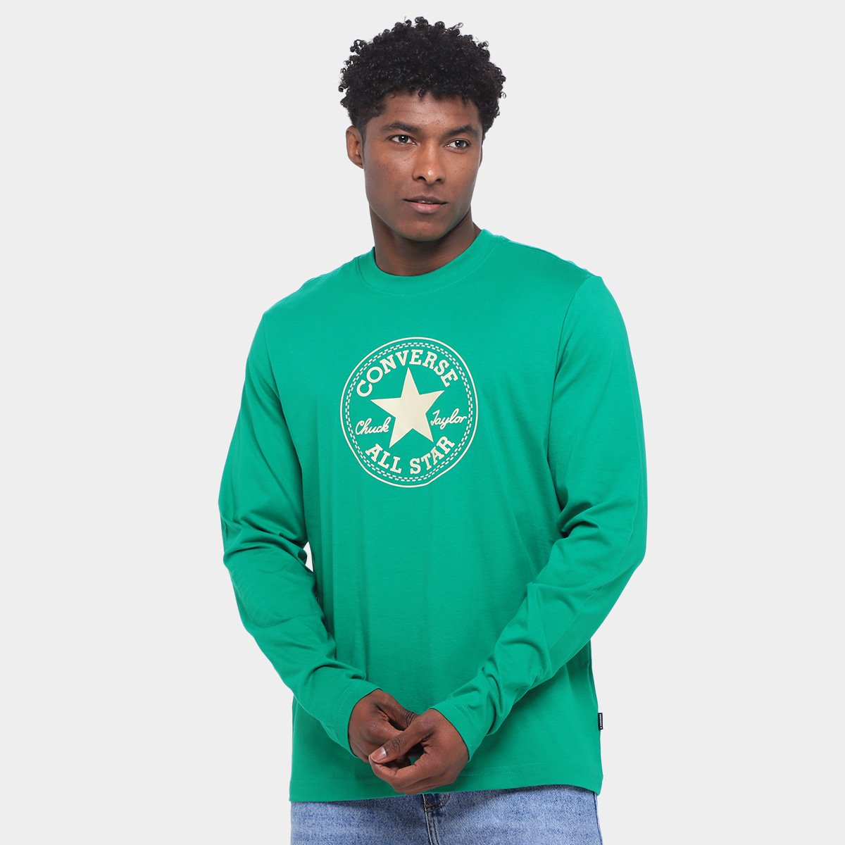 Miniatura Camiseta Converse As Patch Standa Fit Masculina Verde - G