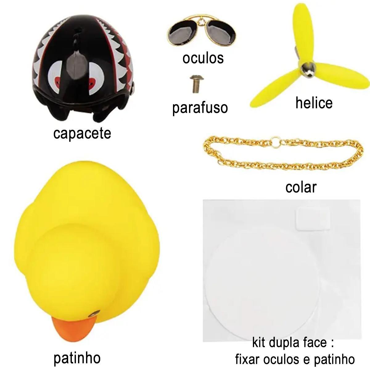 Patinho Pato Capacete Hélice Óculos Buzina Bike Carro Moto