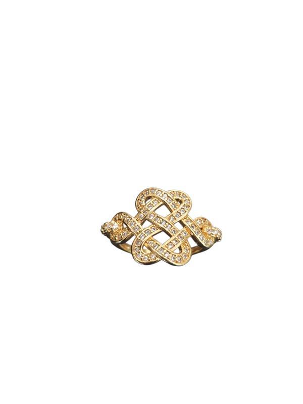 Miniatura Anel Infinito Com Pedras De Zirconias Folheado A Ouro
