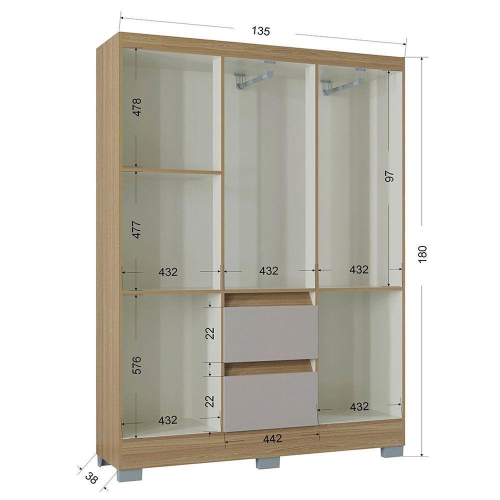 Miniatura Guarda Roupa Napoles 6 Portas 2 Gavetas Poquema Damasco/off White