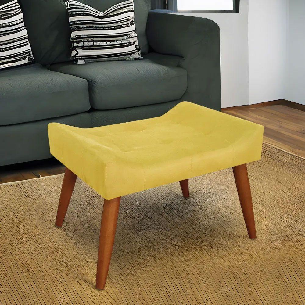 Miniatura Puff Decorativo Roma Veludo Speciale Home Amarelo