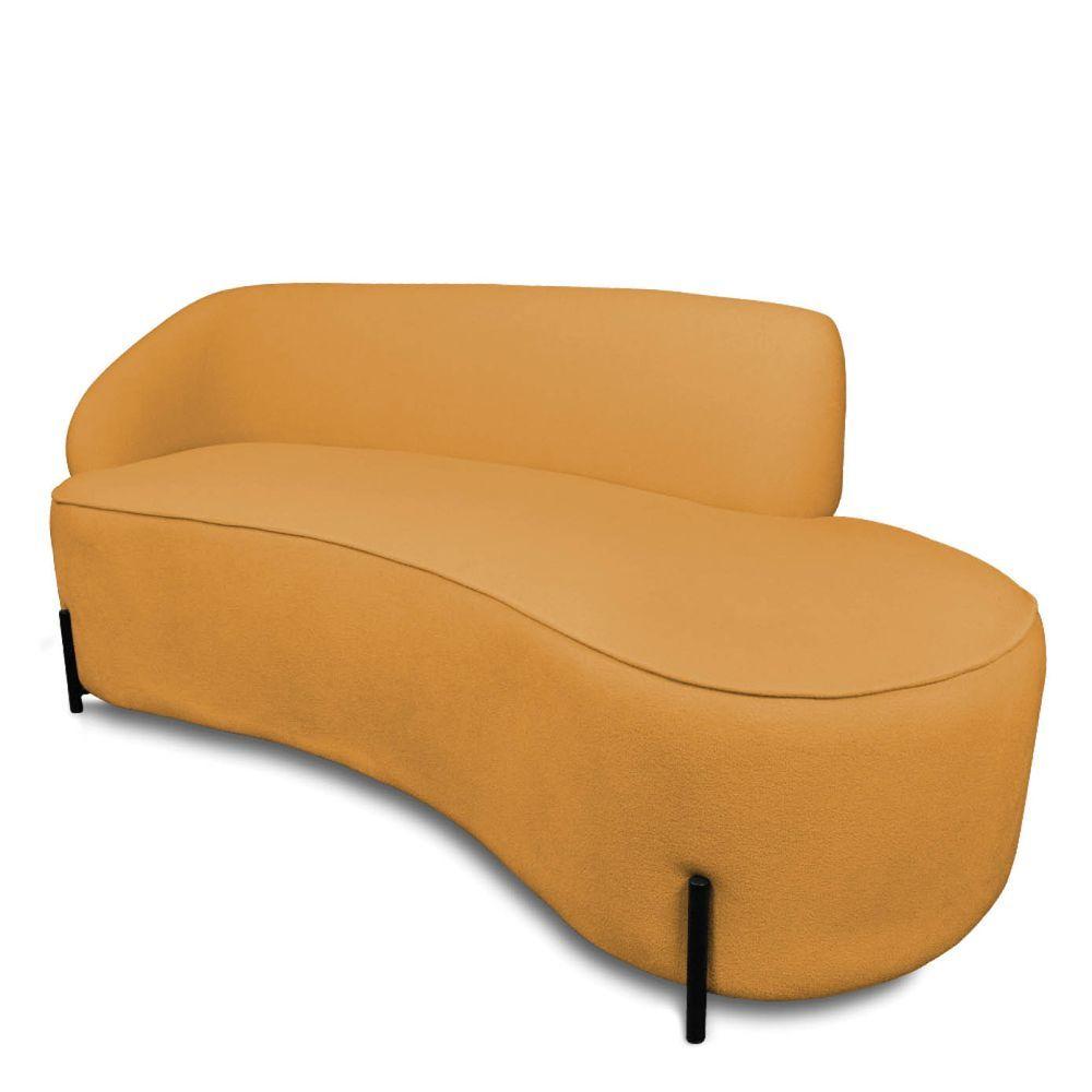 Sofá 4 Lugares Orgânico 220cm Pé Ferro Pto Morgan Bouclê L01 - D'rossi Cor Mostarda