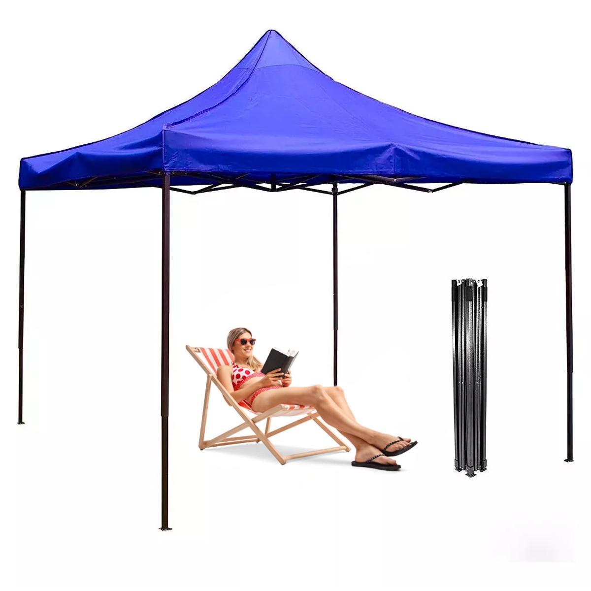 Miniatura Tenda De Praia 3X3 Sanfonada Impermeável Barraca Azul