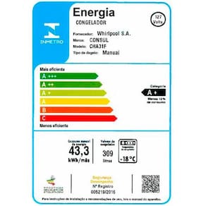 Freezer Horizontal Consul CHA31FB Pés com rodízio, 6 Níveis de temperatura e Degelo Manual - 309L 110V