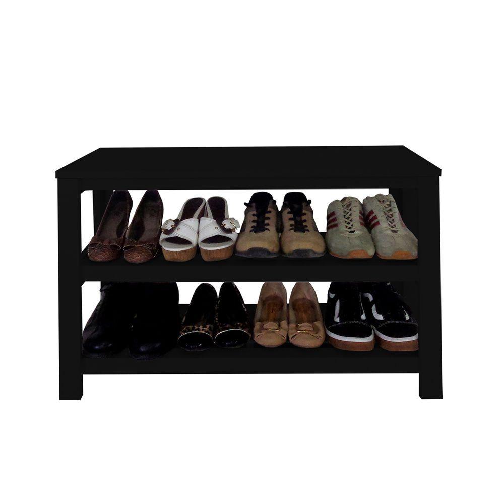 Miniatura Sapateira Banco De Piso Para Closets E Quartos 8 Pares Sapatos Preto Laca