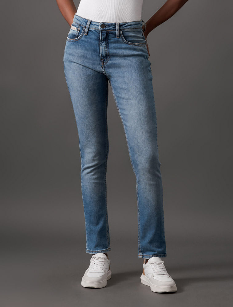 Miniatura Calça Jeans Feminina Slim Com Stretch Calvin Klein Jeans - Azul Médio Calça Jeans Feminina Slim Com Stretch Calvin Klein Jeans Azul Médio 34