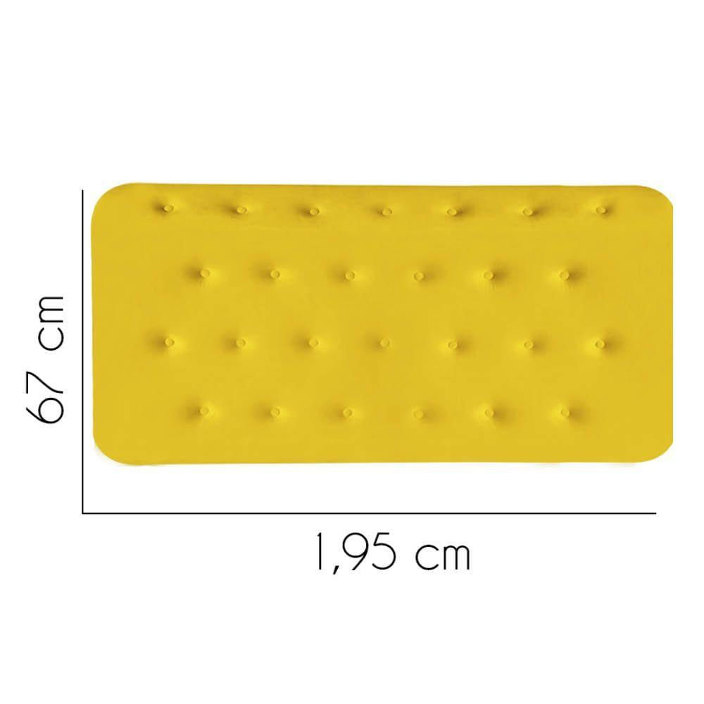 Miniatura Painel Estofada Brenda Botonê 195Cm King Size Para Cama Box Suede Amarelo