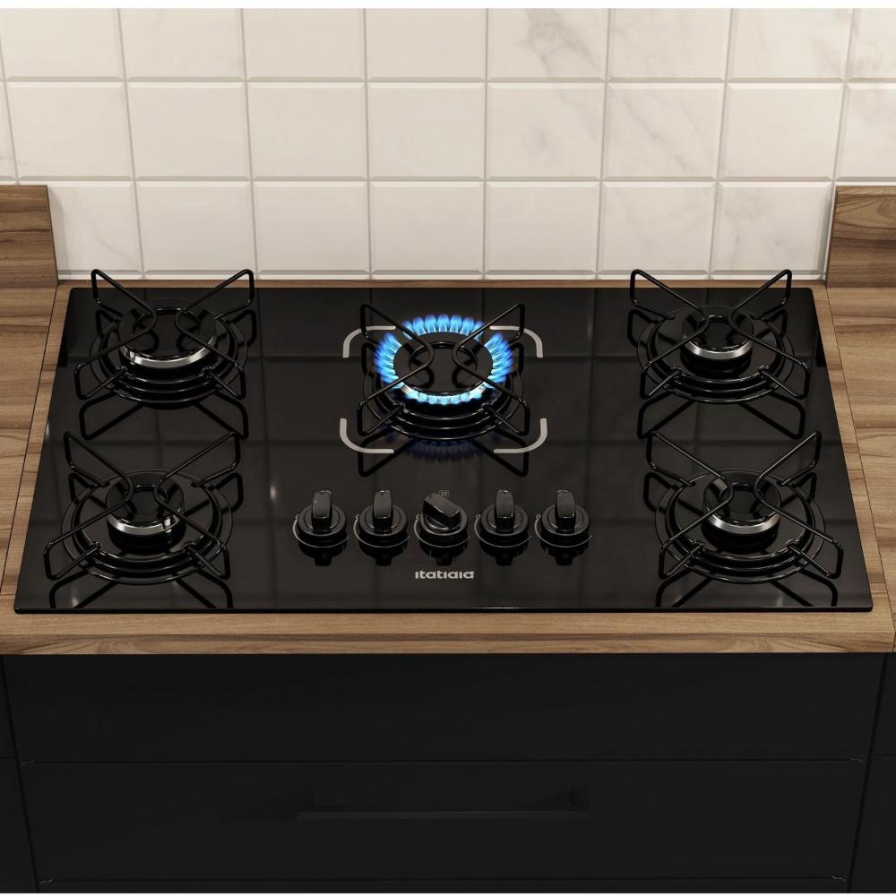 Miniatura Cooktop 5 Bocas Essencial á Gás Bivolt Itatiaia Preto