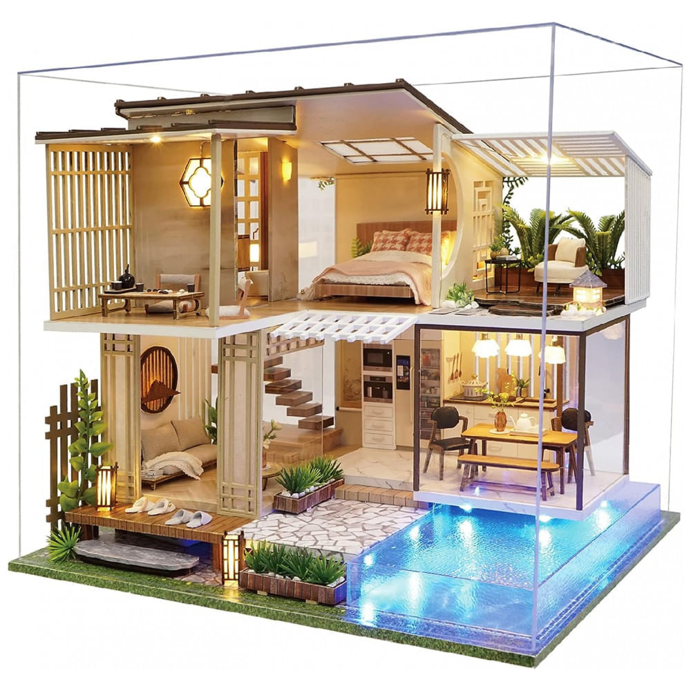 Miniatura Casa em Miniatura Realista com Móveis de Madeira para Adultos e Adolescentes, Escala 124, SPILAY
