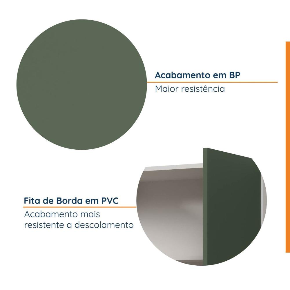 Armário Aéreo 2 Portas 80x135cm Puxador 150mm Ipanema CabeCasa MadeiraMadeira Verde Folha/Branco