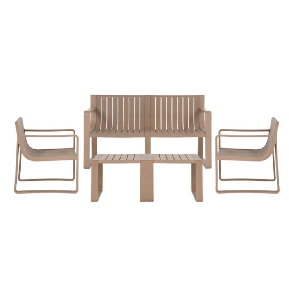 Miniatura Conjunto 2 Poltronas, 1 Sofá 2 Lug E 2 Mesas área Externa Verte Eco Rivatti Fibra Natural Café