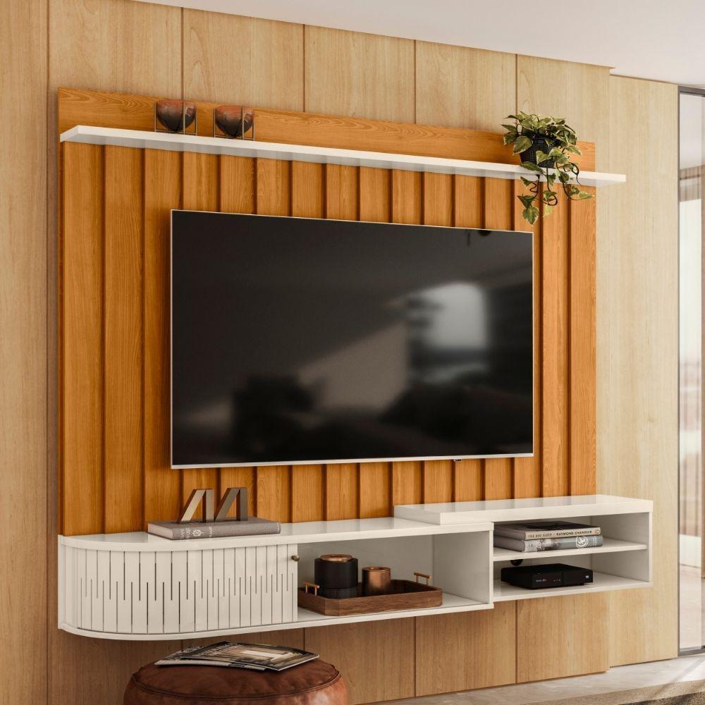 Miniatura Painel Suspenso Tv 75 Polegadas ímola Cinamomo Off White Madetec