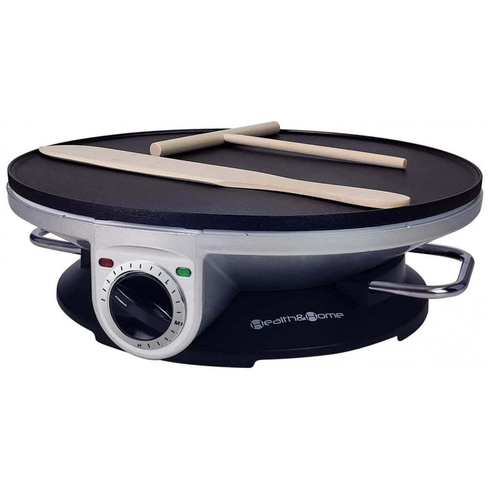 Miniatura Máquina de Crepe Elétrica antiaderente de Aço inoxidável, 1000W, 110v, HEALTH AND HOME, Preto