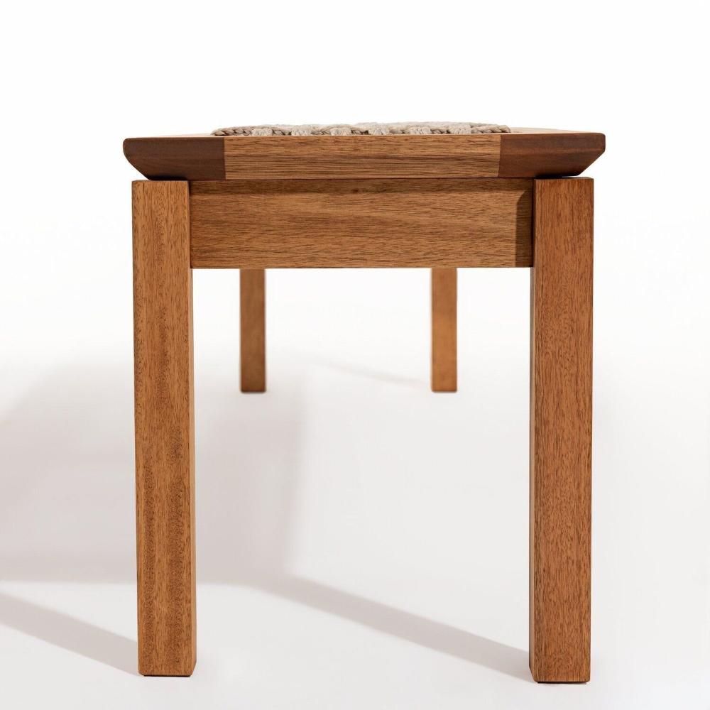 Conjunto 1 Banco 4 Cadeiras e 1 Mesa 180cm Traço Stain Jatobá/Corda Areia