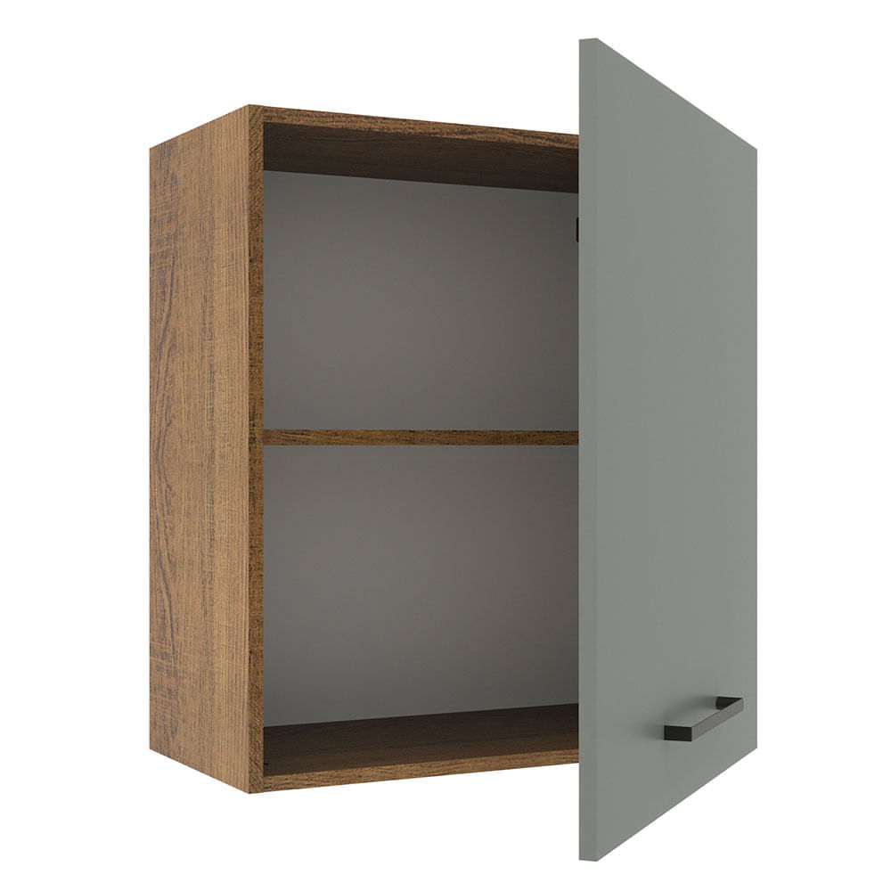 Miniatura Armário Aéreo Madesa Agata 60 cm 1 Porta Rustic/Cinza Cor:Rustic/Cinza