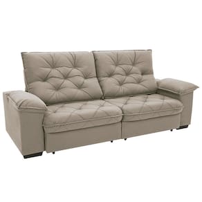 Sofá 4 Lugares Linoforte Luggero Retrátil e Reclinável Revestido em Tecido Suede - 230cm de largura Areia