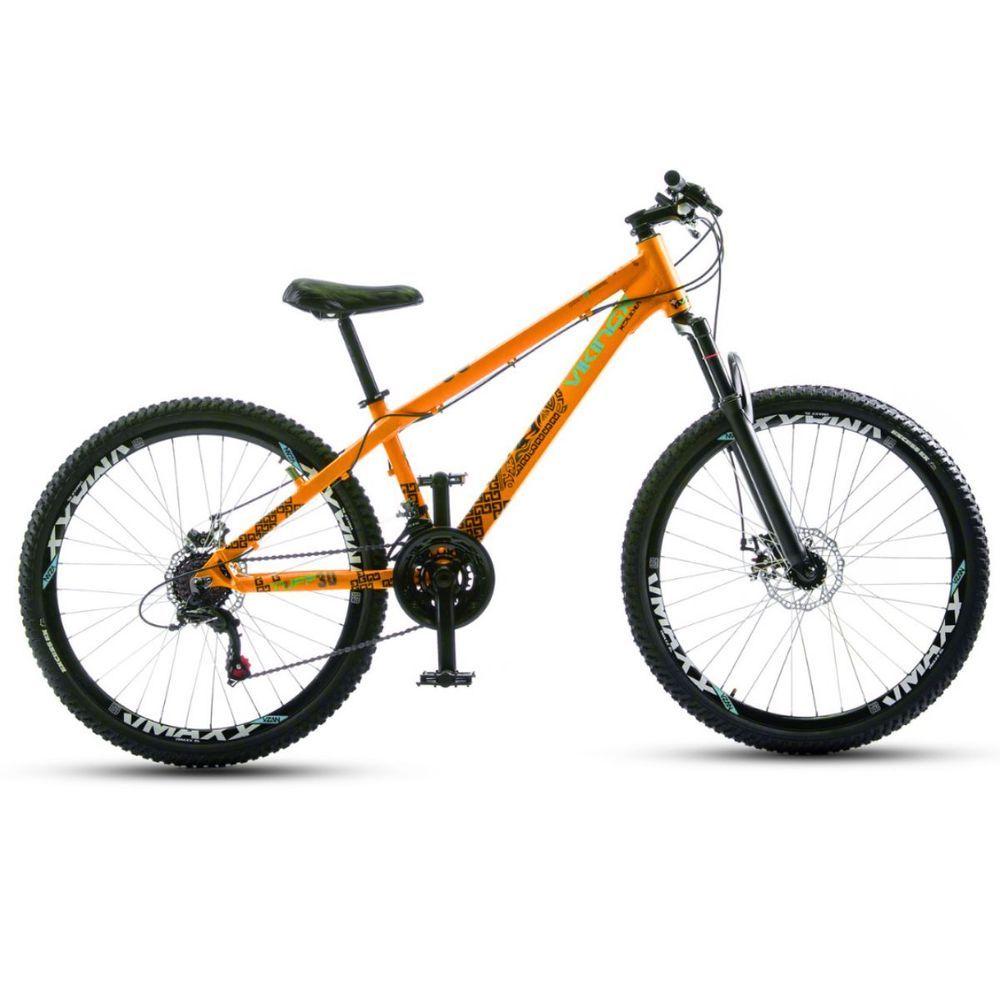 Miniatura Bicicleta Vikingx Tuff 30 Aro 26 21v Shimano Freio A Disco Suspensão Dianteira Alumínio Laranja 13