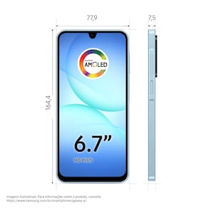 Celular Samsung Galaxy A17 4G Tela 6.7" 256GB Super AMOLED Câmera Tripla 50MP Azul