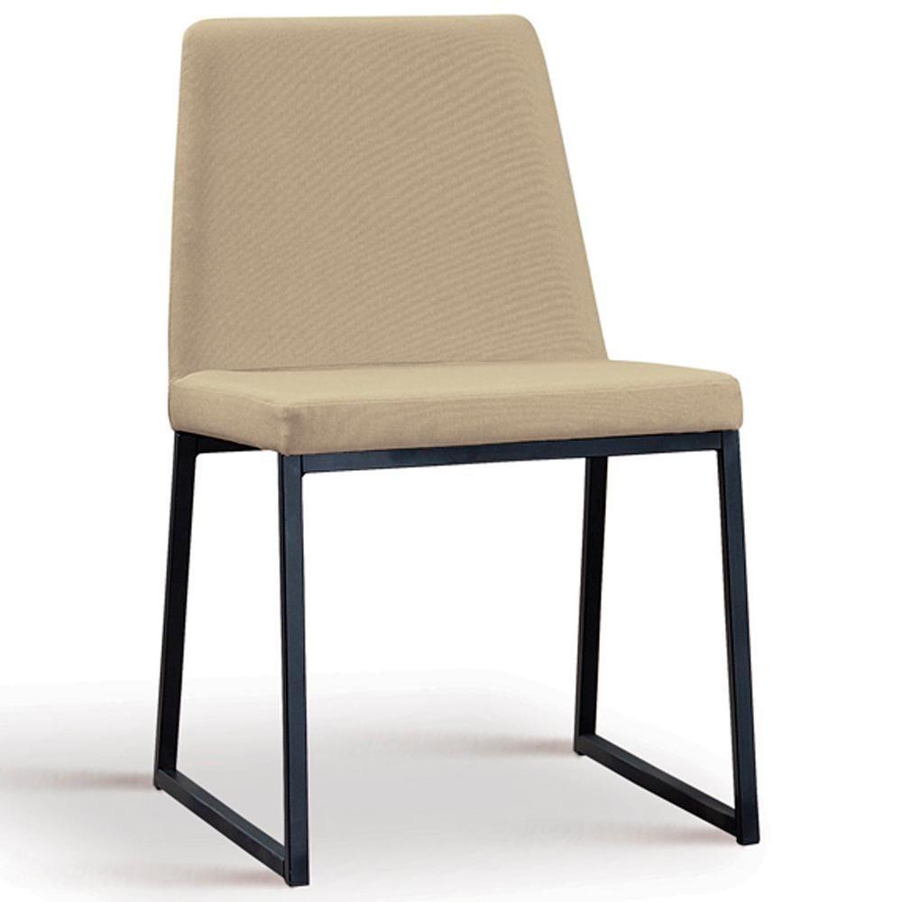 Miniatura Cadeira Estofada Base Aço Preto F37 Linho Bege Dmobiliario Bege