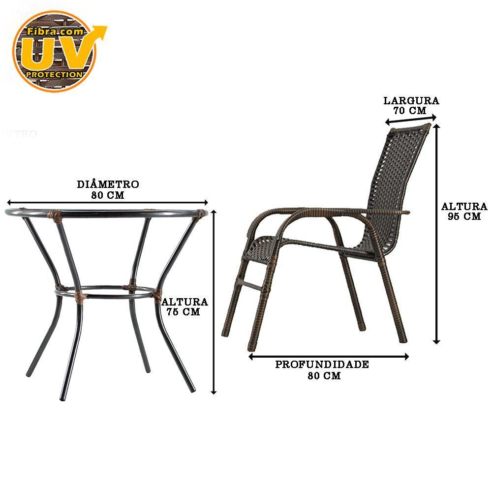Miniatura Jogo Com 4 Cadeiras + Mesa Em Fibra Sintética Área Externa