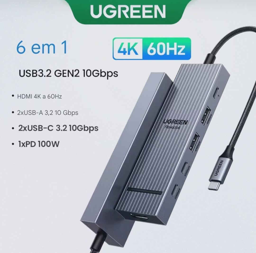 Hub Dock Station Adaptador Usb Tipo C 10Gbps - Cinza