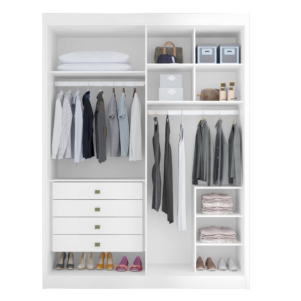 Guarda-roupa Casal 2 Portas de Correr 100% Mdf Branco
