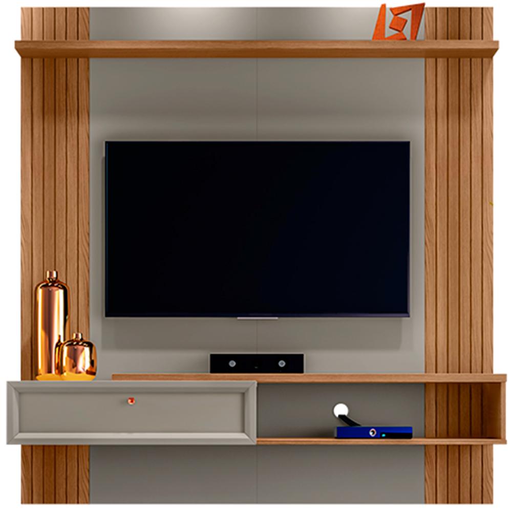 Miniatura Painel para TV Home Linea Pitanga para TV até 60 polegadas, Amêndoa e Titânio