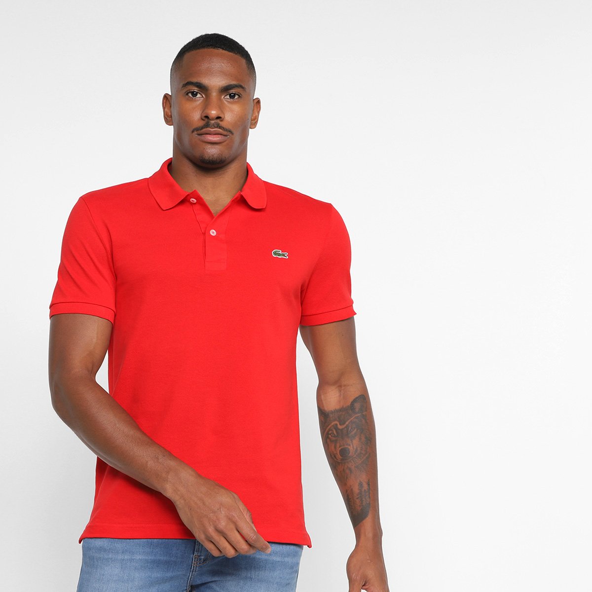 Miniatura Camisa Polo Lacoste Slim Fit Piquet Masculina Vermelho - EEGG