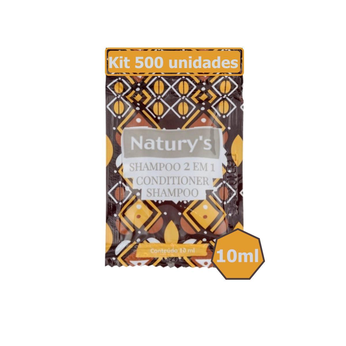 Miniatura Kit 500 Mini Shampoo Condicionador 2 Em 1 Hotel Sachê 10Ml