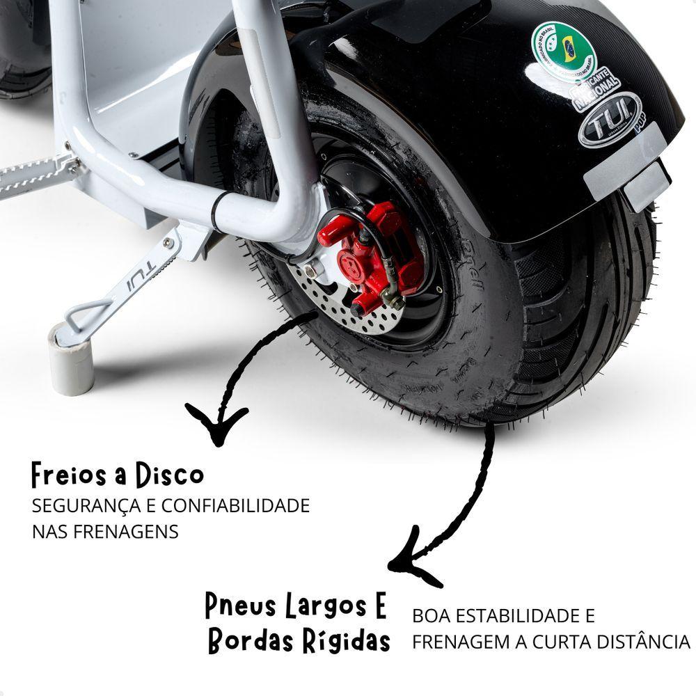 Scooter Elétrica 1000w Tui Pop Moto Patinete Sem Cnh Branco-preto