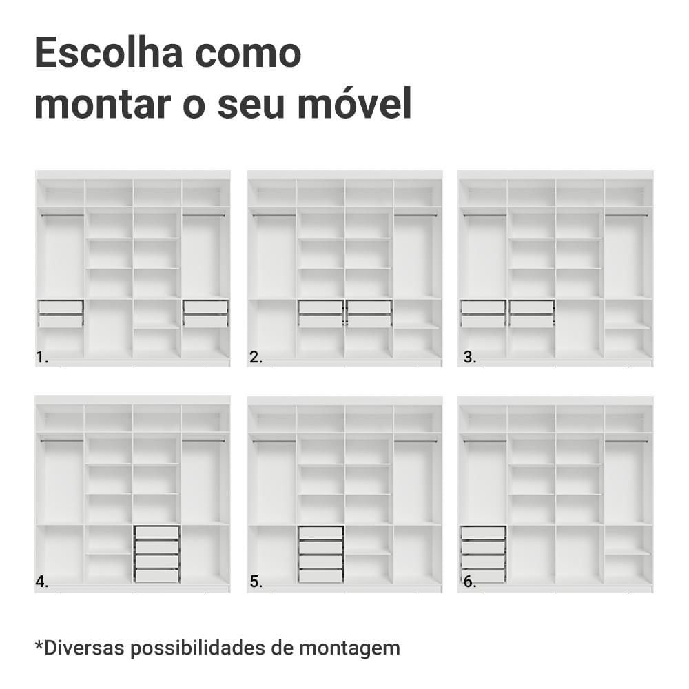Miniatura Guarda-Roupa Closet 4 Gavetas 216 cm Branco Venus Madesa Branco