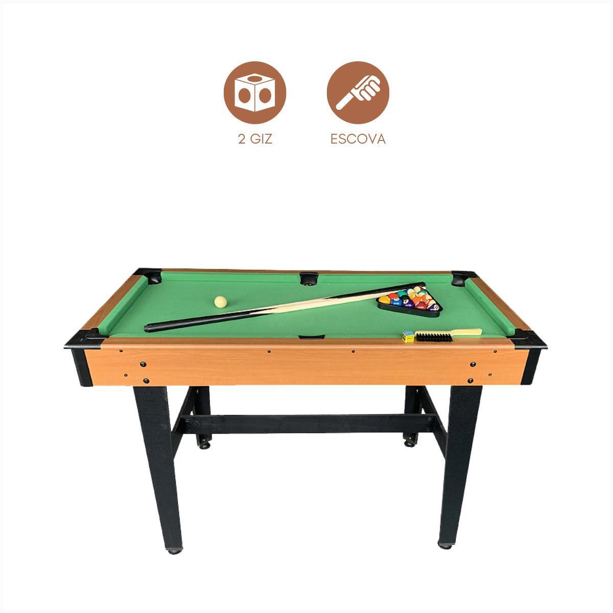 Miniatura Mesa De Bilhar Infantil Sinuca Grande 16 Bolas Triângulo Giz